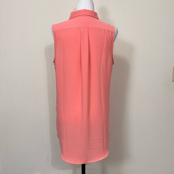 NWOT Rachel Zoe Polyester Pink Orange Loose Fit Sleeveless Button Down Shirt L - Picture 11 of 15
